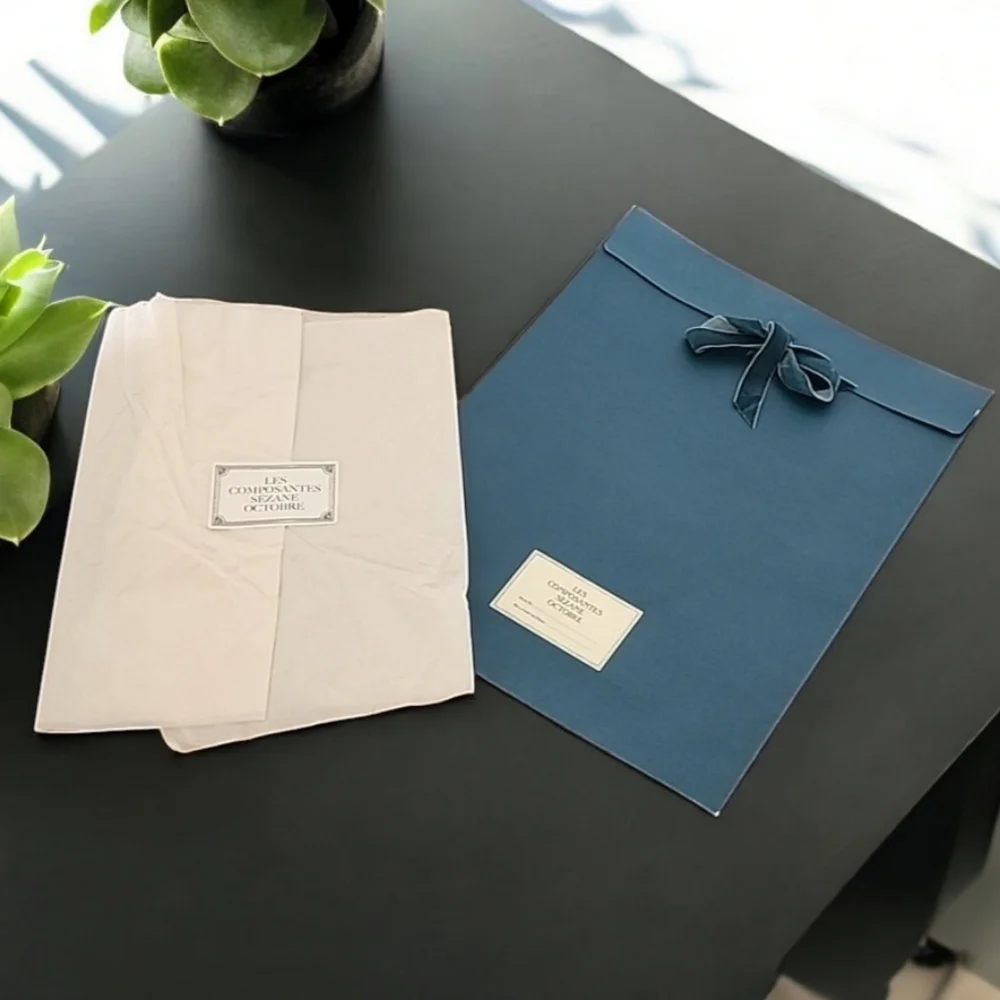 SEZANE Blue Paper Gift Bag Tissue Wrap for Scarf Pouch Purse Wrapping France - Picture 10 of 10